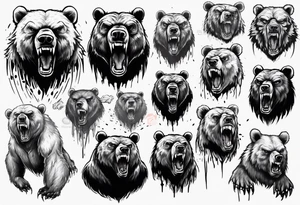 Angry bear coming up behind a city tattoo idea