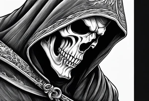 realistic reaper with dark details tattoo idea