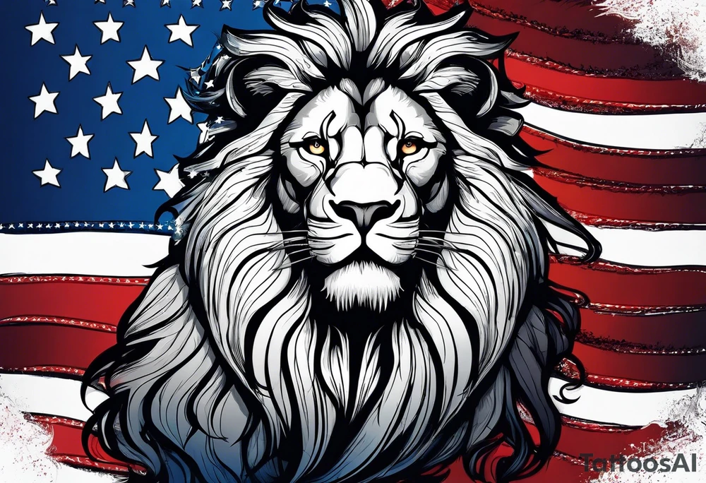 American flag. 
Lion background tattoo idea