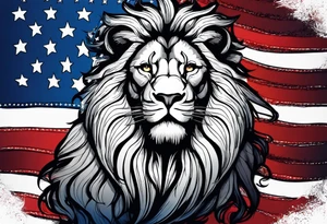 American flag. 
Lion background tattoo idea
