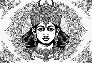 Full Lord krishna in angry mood tattoo idea