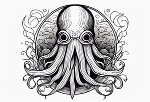Thalassophobia, giant squid, fear tattoo idea