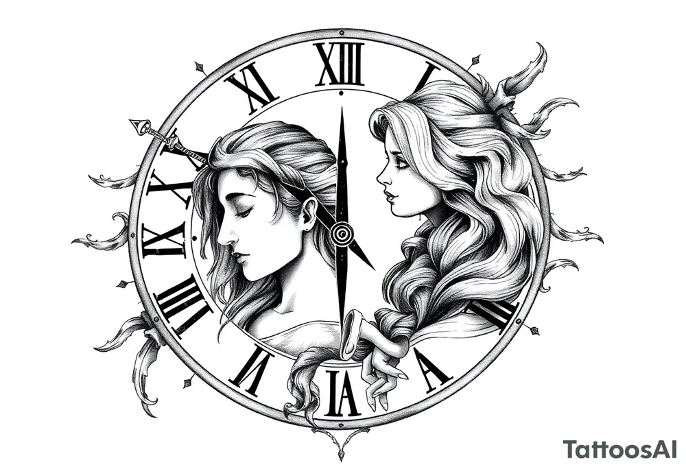 vintage roman numerals with daughters tattoo idea