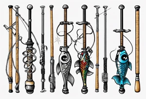 Crossed fishing poles tattoo idea