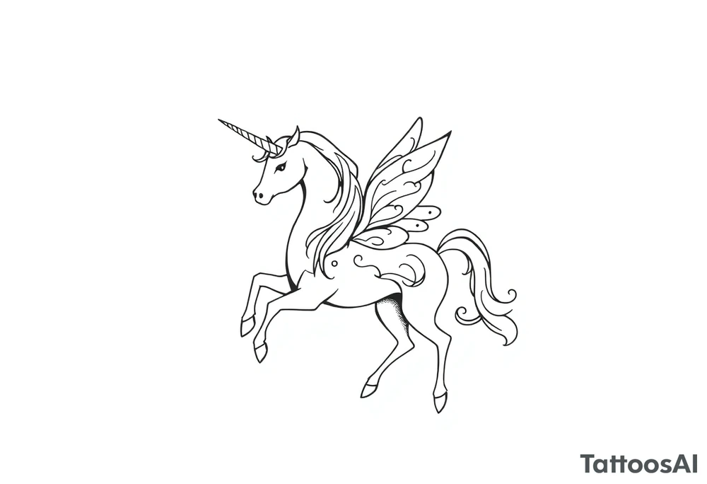 magical fairy unicorn tattoo idea