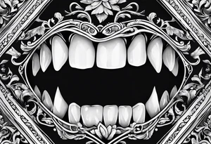 a white, shiny tooth seen through a looking glass tattoo idea
