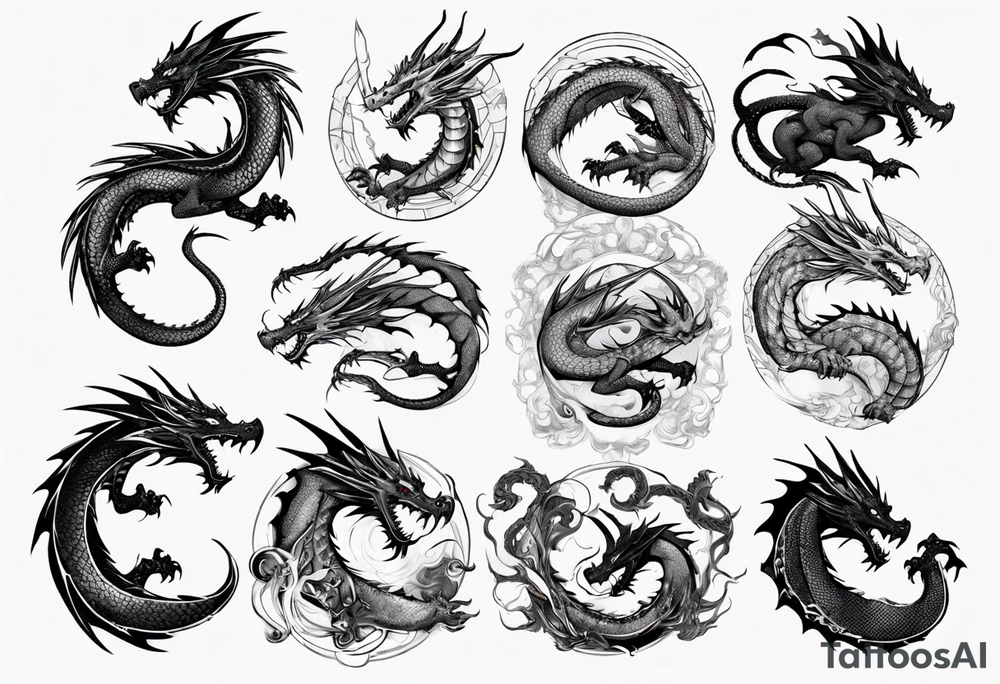 dragon with long body and scales tattoo idea