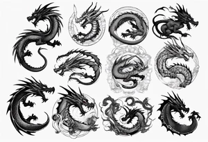 dragon with long body and scales tattoo idea