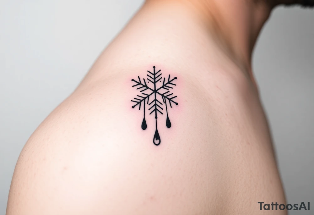 A snowflake melting and turning into rain drops tattoo idea