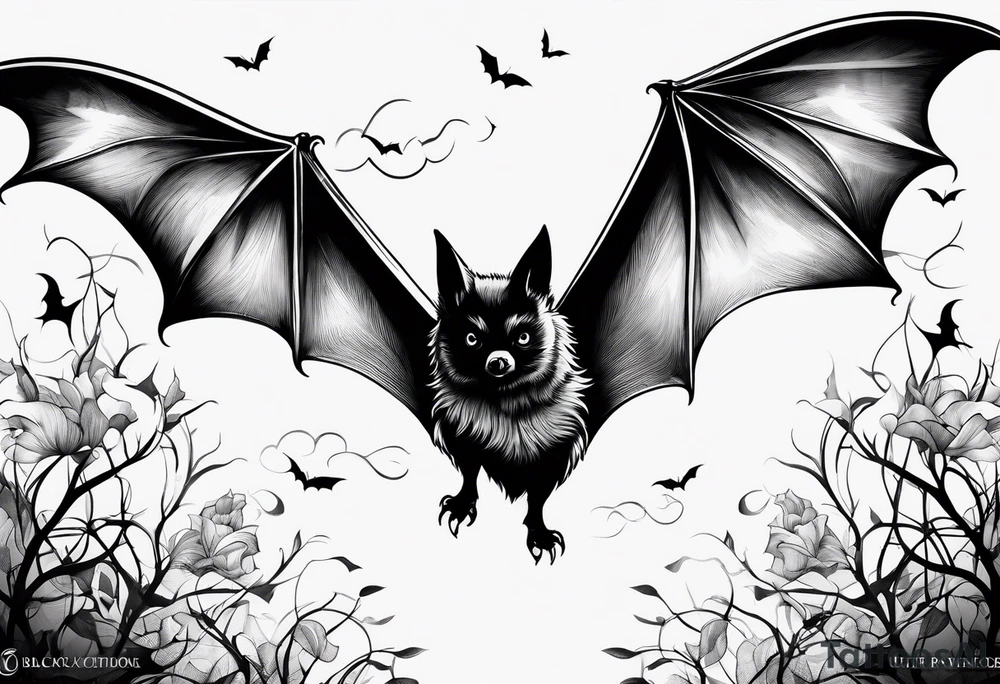 Flying bat tattoo idea