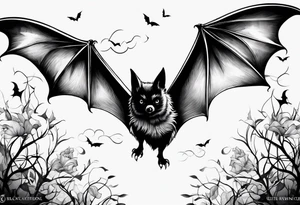 Flying bat tattoo idea