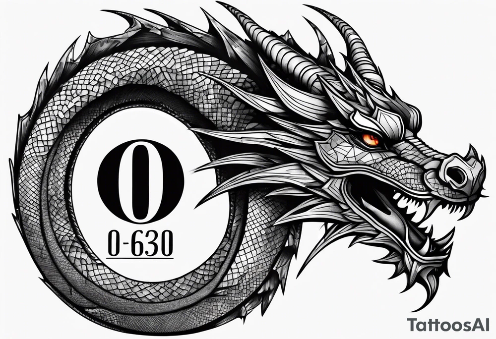 The numbers 0630 written with a dragon tattoo idea