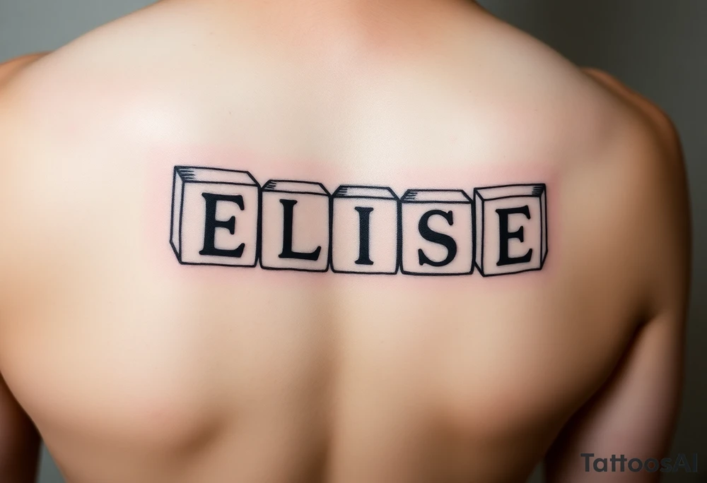 childrens blocks with ELISE on them tattoo idea