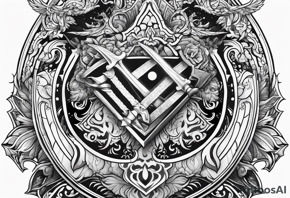 Valhalla sword shield banner tattoo idea