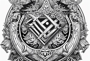 Valhalla sword shield banner tattoo idea