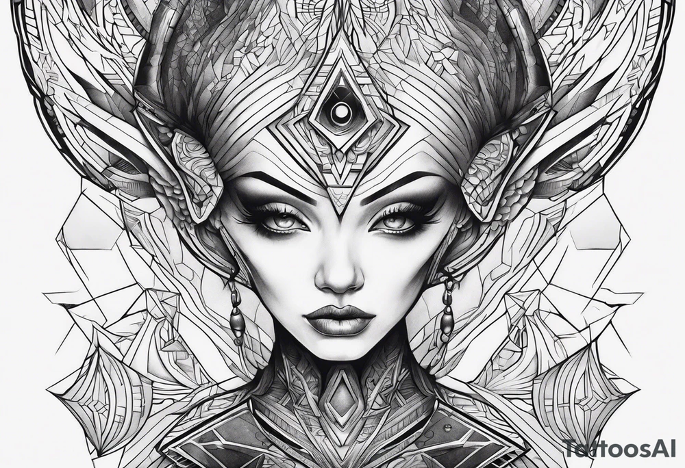 Geometric alien tattoo idea