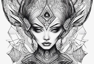 Geometric alien tattoo idea