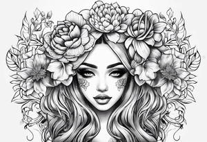 Flower headed girl tattoo idea