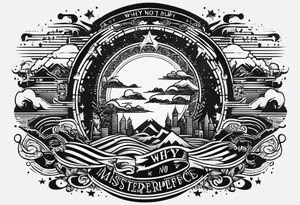 The words "Why not now?" are surrounded by pixels in a retro wave style tattoo idea