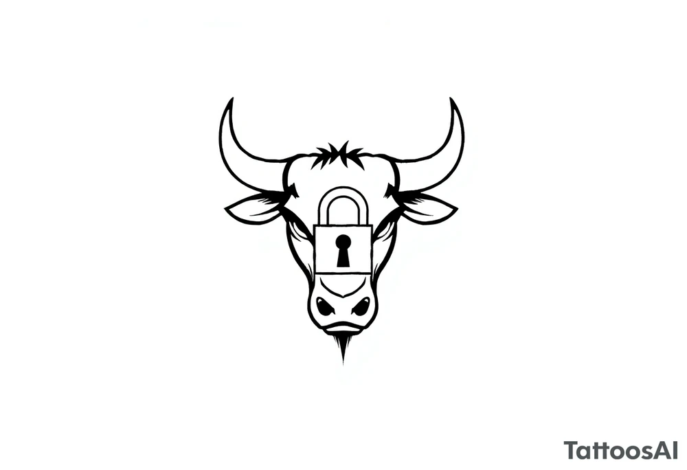 Bull symbol with lock symbol tattoo idea