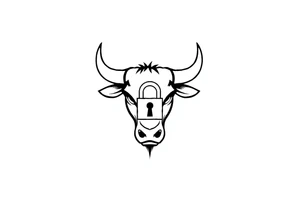 Bull symbol with lock symbol tattoo idea