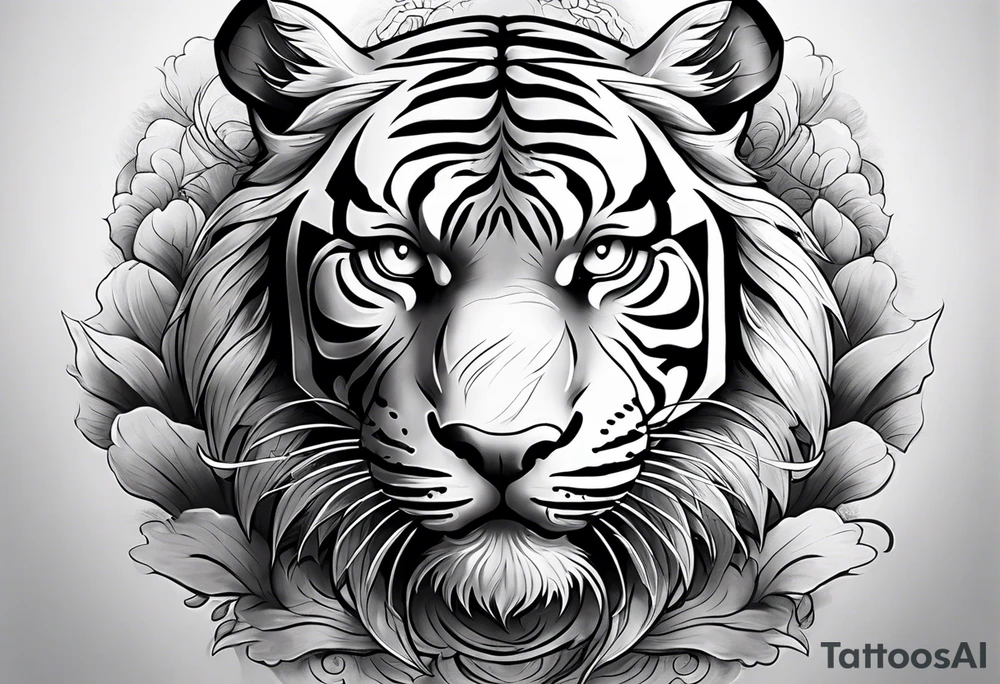 Asian Japanese Chinese style tiger with a full body not just head twisting body for a forearm half sleeve, clouds tattoo idea