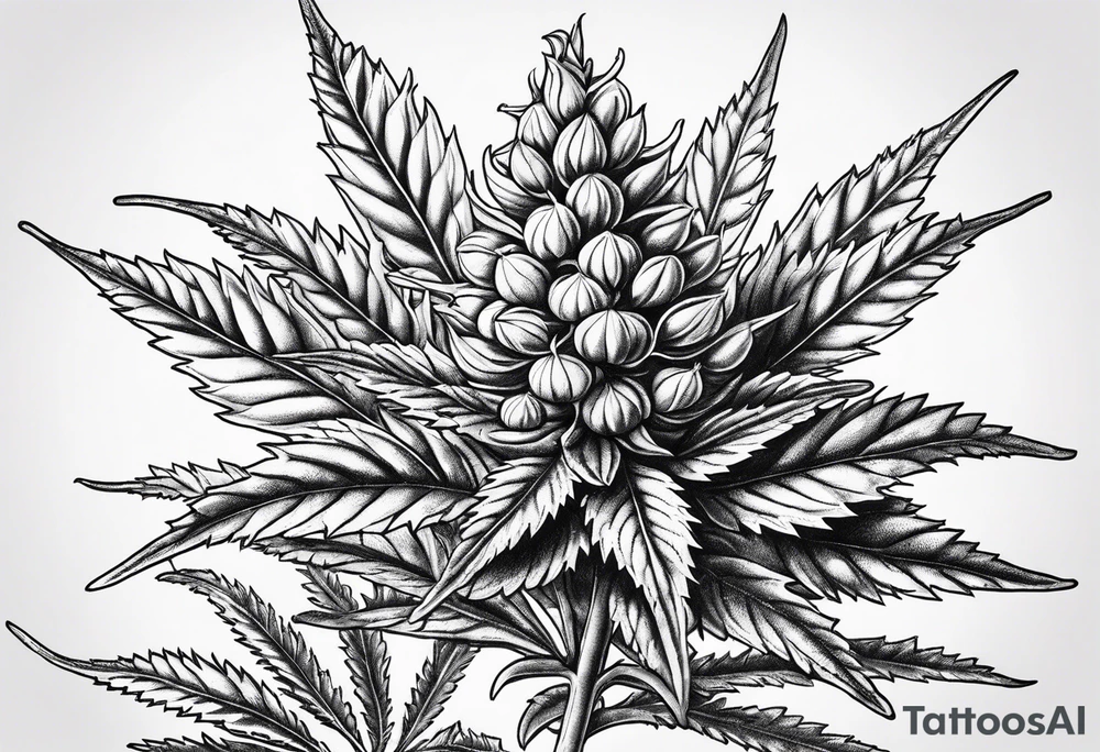 Cannabis plant botanical tattoo idea