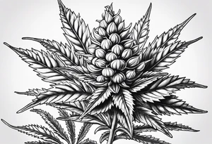 Cannabis plant botanical tattoo idea