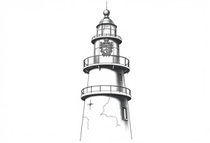 Lighthouse with coat of arms incorporated into the roof tattoo idea