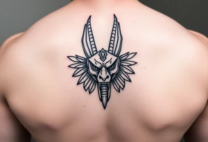 Angry muscle Egyptian Anubis god face tattoo idea