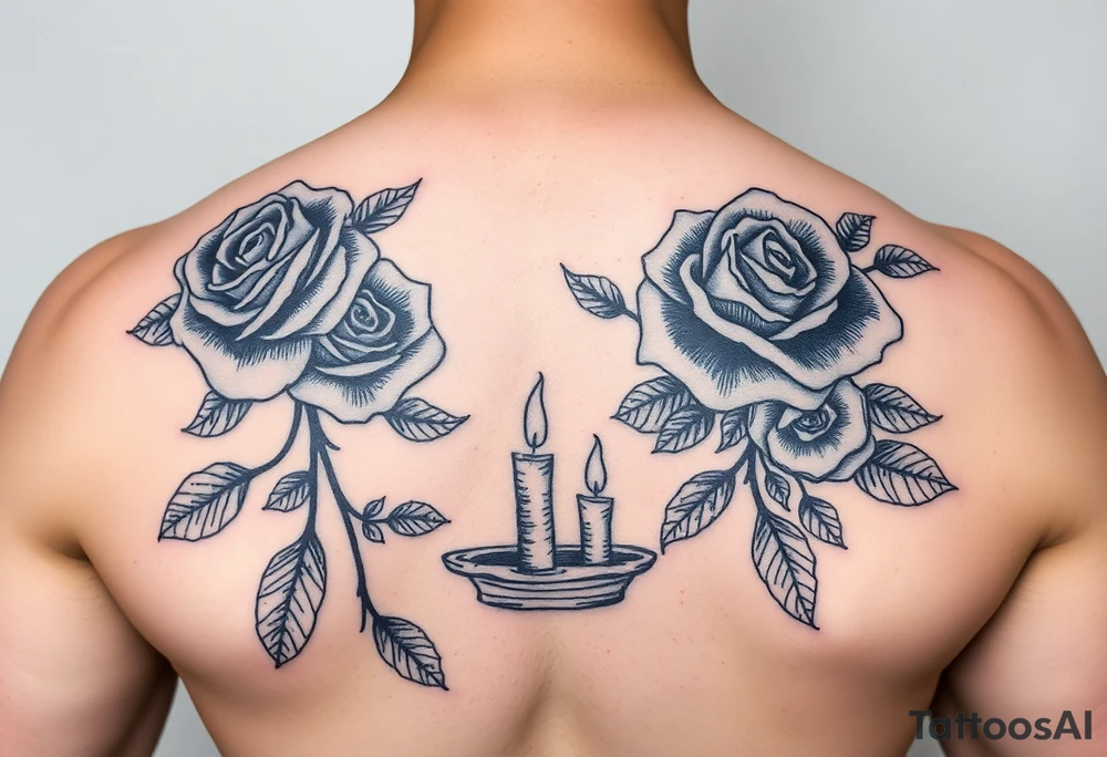 Blue roses and candle lights, water tattoo idea