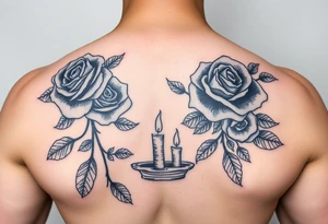 Blue roses and candle lights, water tattoo idea