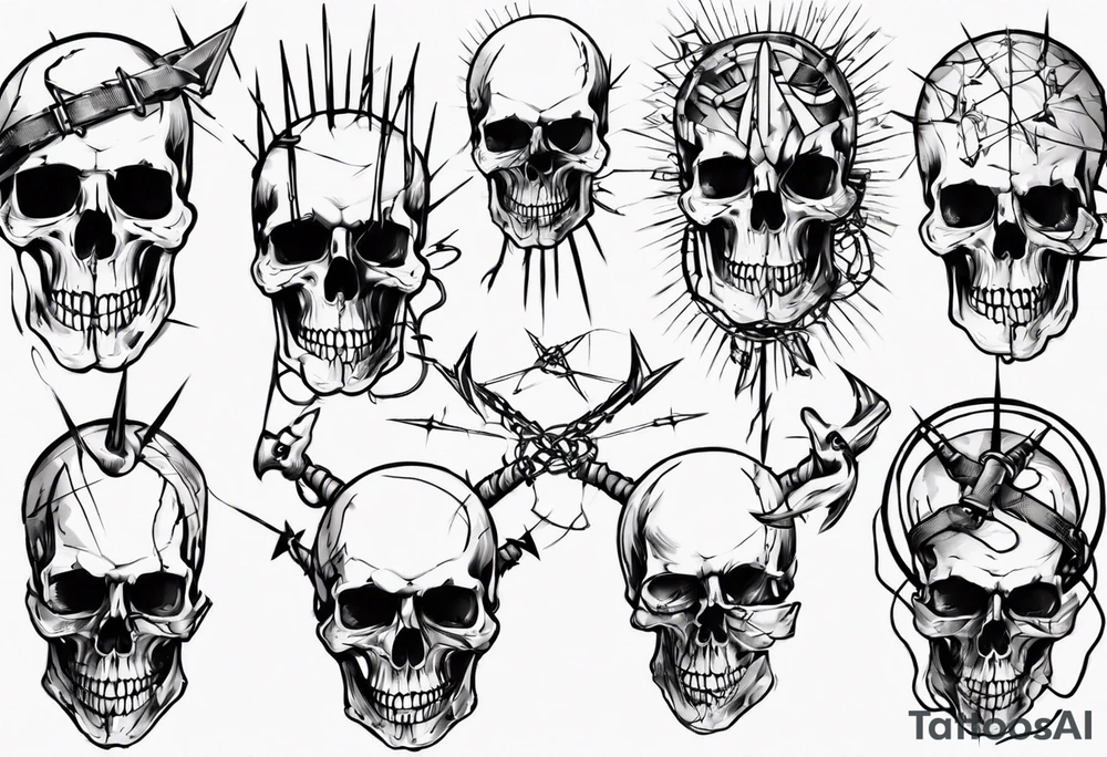 Barbed wired around skull tattoo idea