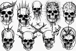 Barbed wired around skull tattoo idea