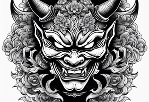 hannya with gueixa and smoke tattoo idea