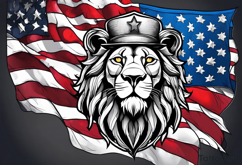 Lion American flag tattoo idea