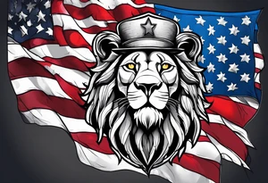 Lion American flag tattoo idea
