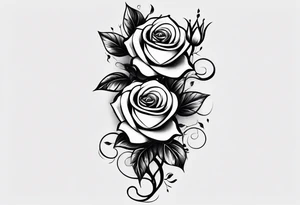 long vertical tattoo to cover my whole shin showing two roses with their stems intertwined, one stem should have thorns and one should be thornless I want a long stem to shower them intertwined tattoo idea