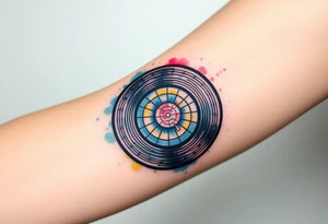 vinyl record and disco ball tattoo idea