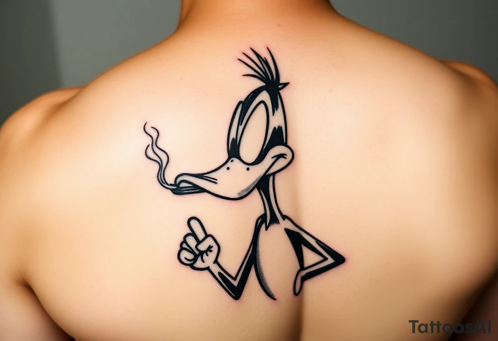 Older Daffy duck smoking tattoo idea