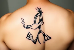 Older Daffy duck smoking tattoo idea