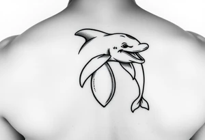 Cartoon dolphin with a big penis tattoo idea