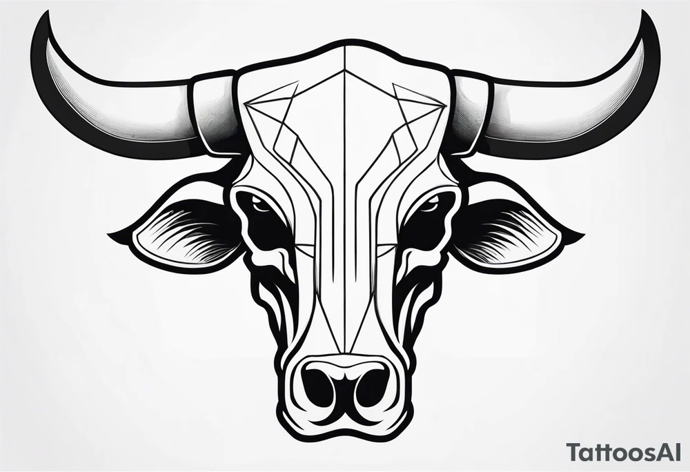 skull of a bull with a line frame, realistic, simple tattoo idea