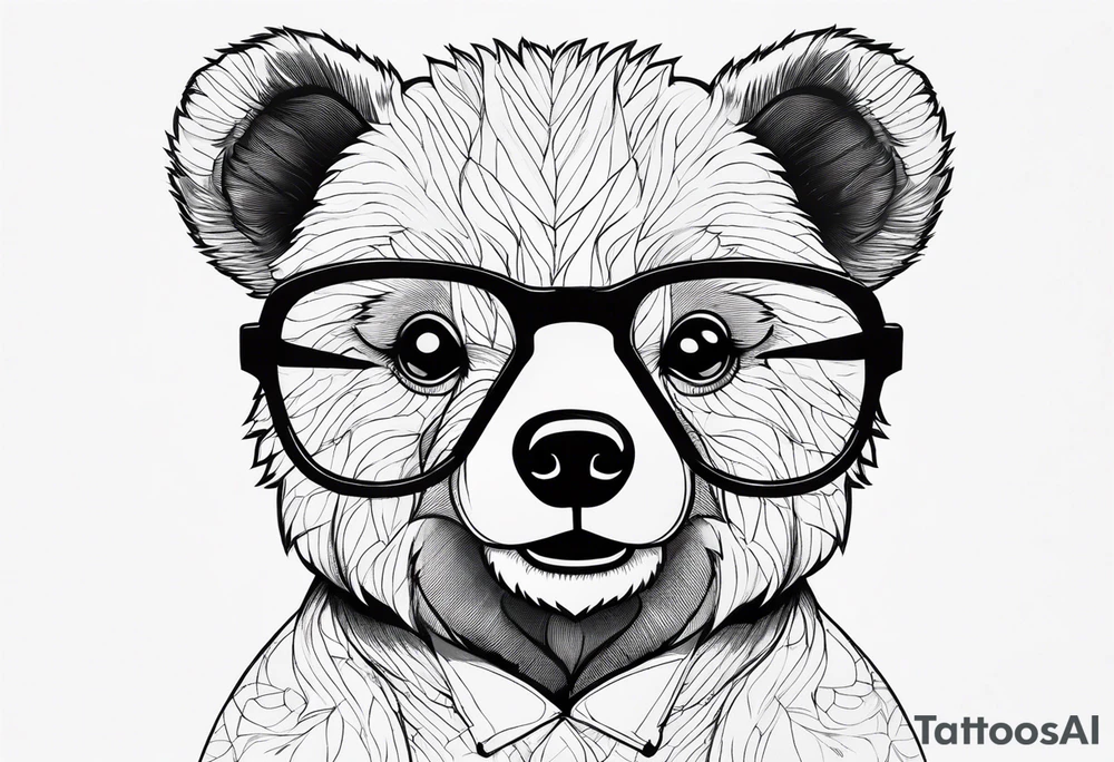 teddy bear with glasses on tattoo idea