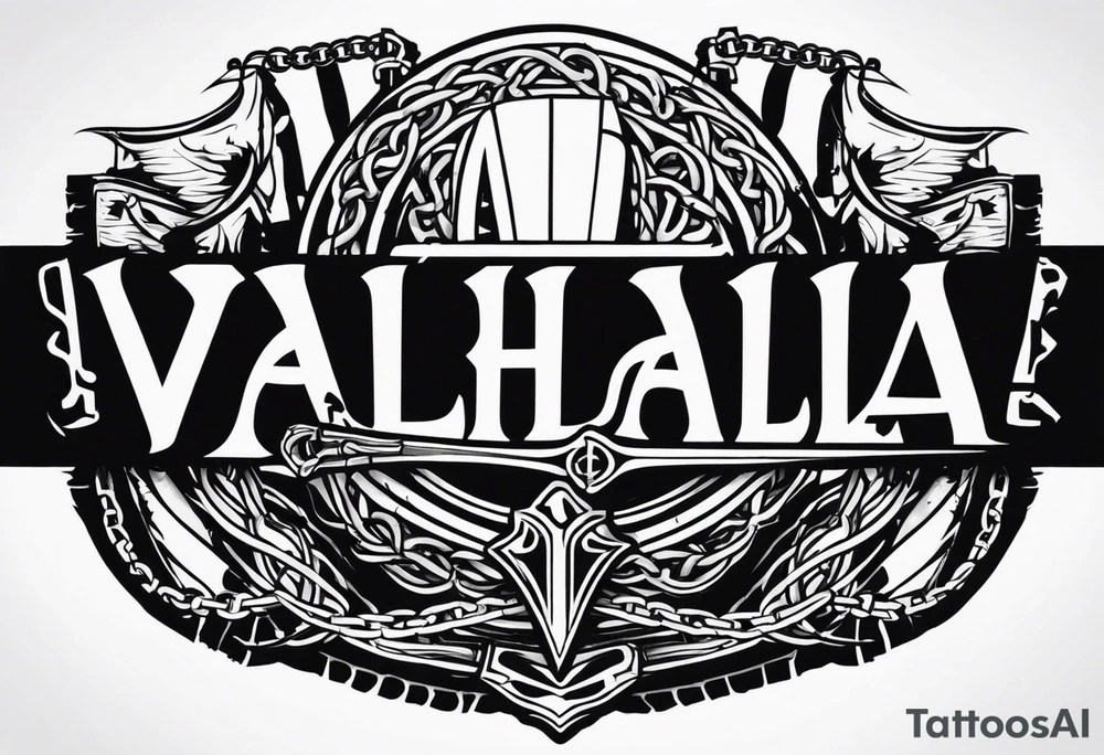Valhalla sword shield barb wire chain tattoo idea