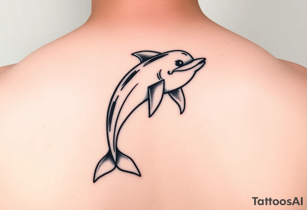 Cartoon dolphin on a fishing hook tattoo idea