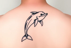 Cartoon dolphin on a fishing hook tattoo idea