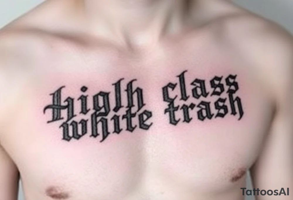 Chicano style lettering of high class white trash tattoo idea