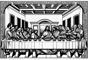 last supper back tattoo black and white tattoo idea