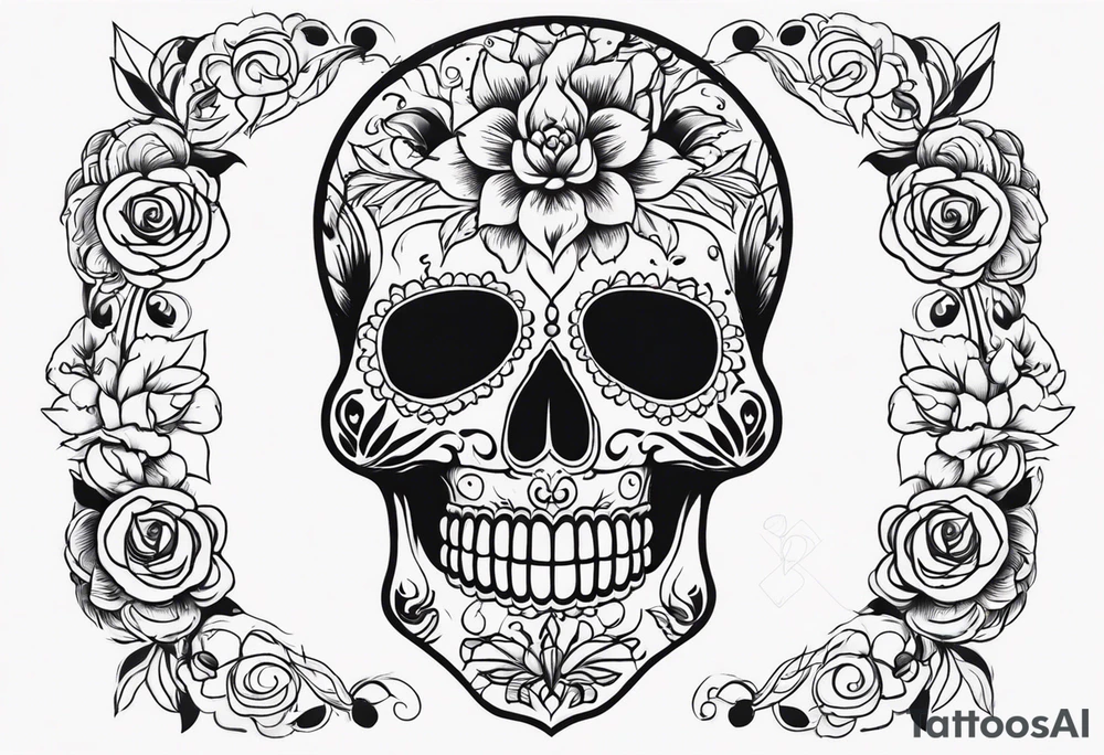 Day of dead skull with smoke around it tattoo idea